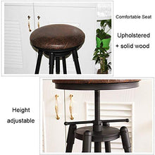 Sgabello da bar industriale retrò con schienale, sgabello girevole regolabile in altezza, sgabello in ghisa, sgabello rustico, sedia da pranzo da cucina, sedile in pelle PU, gambe in metallo nero