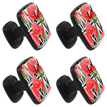 Wildflower rose flower pattern in a watercolor style Pomelli per Porta Set di 4 Pomelli per Mobili Manopole per Cassetti Cucina Armadio Vetro