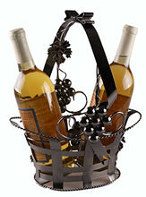 Clever Creations - portabottiglie in Acciaio Inox - Design di Alta qualità e Ampia Base Stabile - per 2 Bottiglie - Cestino con rampicanti - Marrone