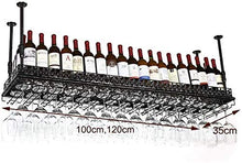 Portabottiglie da Parete in Metallo ripiano in Ferro ripiano nel Bar Loft a soffitto a Parete Appeso Vino calici in Vetro Champagne Porta Bicchieri portabottiglie (Dimensioni: 100 * 35 cm)
