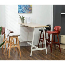 WGEMXC Sedia, Sedia da Ufficio a Casa, Sgabello Sgabello da Bar in Legno Massello con Schienale Sgabello da Bar, con Schienale, Gambe Sgabello in Legno Marrone,Nero,H74Cm