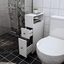 MAIMAITI Mobile Bagno Bianco con Ruote ，Ci Sono Due Piccoli cassetti，15 x 33 x 65 cm