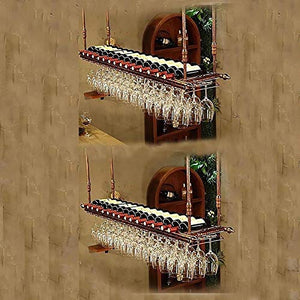 2 pezzi di cremagliera del supporto della bottiglia del vino rosso di vetro Bancone Wine Rack attaccatura del supporto di tazza del supporto superiore della tazza del vino annata attaccatura del suppo