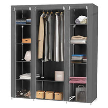 Turefans Armadio Pieghevole, Armadio Guardaroba, Tessuto Non Tessuto + Tubo in Acciaio Inox, Impermeabile, Antipolvere, antimuffa, 172 * 134 * 43cm, Grigio