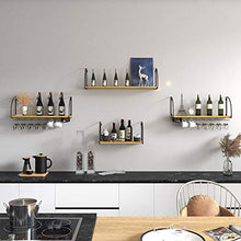 ACXZ Portabicchieri sospeso a Parete, Moderno portabottiglie e Porta Bicchiere in Nero e Oro, ripiano a 1 Strato e 5/7/9 Slot (Lunghezza 60/80/100 cm)