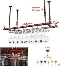 Scaffali Galleggianti Portabottiglie Industriale retrò Portabicchieri Portabicchieri Portabottiglie Portabottiglie A Testa in Giù Appendiabiti da Tavolo Portabottiglie (Dimensioni: 100 Cm)