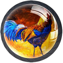 Pittura a olio Gallo colorato Pomelli per Porta Set di 4 Pomelli per Mobili Manopole per Cassetti Cucina Armadio Vetro