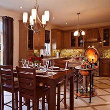 COSTWAY Mappamondo Bar con Ruote Mobili, Porta Liquori Stile Retrò (Marrone 45 x 45 x 88cm)