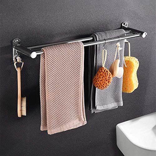 Wyxy Portasciugamani, portasciugamani Montato a Parete, portasciugamani Autoadesivo, mensola portasciugamani in Acciaio Inossidabile 304, 30/40 / 50-60/70/80 / 90cm, per Cucina Bagno-Double_Rod