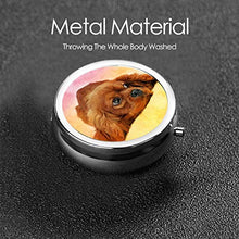 Scatola rotonda per medicina portatile, mini pillole in metallo, dispenser per pillole tascabili, borsa da viaggio, Cavalier King Charles Spaniel