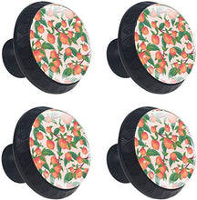 Modello del pesco della frutta dipinto Pomelli per Porta Set di 4 Pomelli per Mobili Manopole per Cassetti Cucina Armadio Vetro