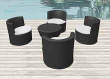 Bagno Italia Set 4 poltrone Bianco Marrone Scuro Cuscino Beige tavolino Rattan arredo Moderno Giardino Piscina Esterno I