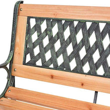 Panchina da Giardino a 3 Posti, Panchina per Parco Panchina in Ghisa e Legno con Schienale a Rombi e Braccioli, 122 x 51 x 73 cm