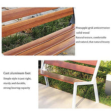 Panca da Giardino 3 Posti Panchina da Terrazza,Telaio In Fusione di Alluminio E Legno Massello Anticorrosivo Sede Del Cortile Panchina Del Parco，Sedile da Balcone Casual Con Schienale E Braccioli