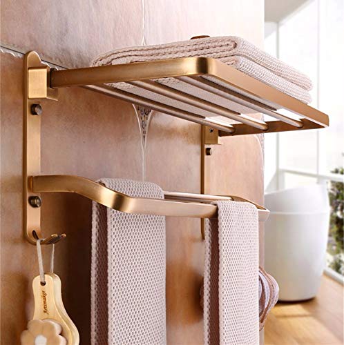 wangjian& Portasciugamani da Bagno in Ottone Anticato, da Parete in Alluminio, Porta Asciugamani da Bagno, portasciugamani Doppio, Accessori Bagno