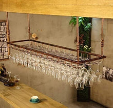 COLiJOL Mensola Del Vino Soffitto Portabicchieri per Vino Rosso Barra Appesa Portabicchieri Alto Casa Capovolta in Ferro Battuto Deposito D'Uva,un,90 * 35 cm