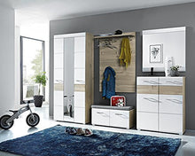 AVANTI TRENDSTORE - Funny - Armadio Guardaroba con Specchio e con Ante a Battente, in Laminato di Quercia d'Argento e Bianco, Dimensioni: Lap 84x200x40 cm