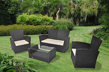 SAMIRA Salotto da Giardino in Rattan, Set di divani da Esterno in polyrattan MOD. Aurora Nero