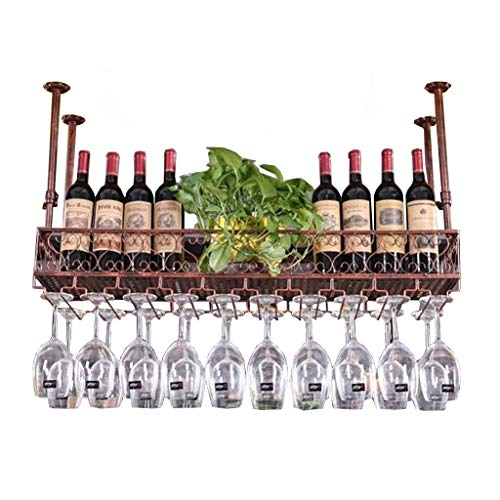 Soffitto Wine Rack Altezza regolabile con montaggio a parete attaccatura del supporto di bottiglia del vino, Metallo, Ferro Wine Glass espositore Calice Calici Rack stile vintage creativo Bar Decorati