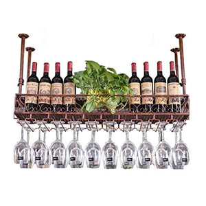 Soffitto Wine Rack Altezza regolabile con montaggio a parete attaccatura del supporto di bottiglia del vino, Metallo, Ferro Wine Glass espositore Calice Calici Rack stile vintage creativo Bar Decorati