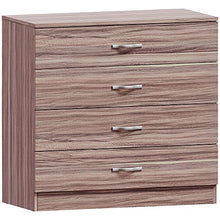 Vida Designs Noce cassettiera, 4 cassetti con Maniglie in Metallo e corridori, Sistema Unico con Guide, Riano mobili per Camera da Letto
