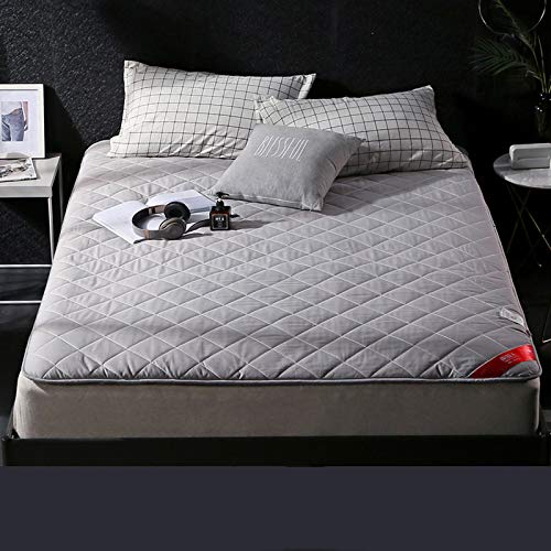 Nileco Coprimaterasso Trapuntato,1-inch Pieghevole Materasso Futon con Cinghie Dormire Rotolo da Letto Giapponese Morbido Fodera del Materasso Pad Tatami Stuoie-Grigio 150x190cm(59x74inch)
