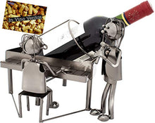 BRUBAKER Portabottiglia da Vino dal Raffinato Design Amanti Al Pianoforte - Portabottiglie per Vino in Metallo con Biglietto di Auguri