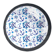 Set di 4 maniglie rotonde per armadio da cucina, credenza, cassettiera, cassettiera, con viti, per cucina, comò, armadietto, bagno, armadio, colore blu acquerello