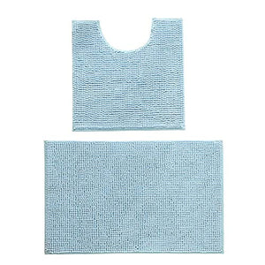Wearable Carpet Set da bagno rettangolare in due pezzi a forma di U Tappetino da bagno morbido e confortevole per soggiorno per bagno(Blue-green)