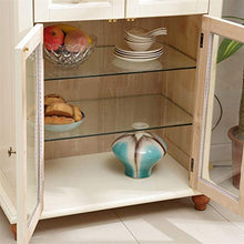 XINMUHE-Z Armadio Laterale da Pranzo in Legno Massello, in Stile Mediterraneo Bianco Latte, con 2 Cassetti, Lussuoso Ed Elegante Mobile Contenitore