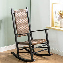 Sedie a Dondolo da Giardino Nero Terrazza Portico Sedia A Dondolo Oversize, Giardino Rocker Sedia A Sdraio Per Adulti, Con Braccioli Allargabili (68 Cm) E Schienale In Rattan, Caricare 170 Kg Interno