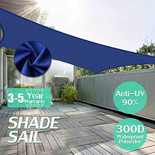 CH-GTJ Tenda da Sole A Vela, Protezione Solare Esterna Impermeabile Awing Rettangolo Baldacchino 98% UV per Posto Auto Coperto Patio Esterno di Grado con Corda Libera,Blu,6X8m
