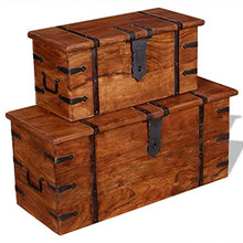 Xingshuoonline Set di Baule di archiviazione in Legno Massiccio 2 Pezzi, Grande: 83 x 33 x 37 cm