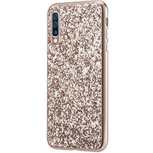 Saceebe Compatibile con Galaxy A50 Custodia Silicone TPU Paillettes Glitter Strass Silicone TPU Case PC Coperture [placcatura bordo] Bumper Case Ultra Sottile Antigraffio,oro rosa&