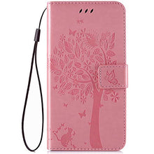 Robinsoni Custodia Compatibile con Xiaomi Play Cover Folio a Fogli Mobili Cover Libro Pelle PU Case Taccuino Cover Portafoglio Custodia Libretto Retro Flip Caso Gatta in Rilievo Cover,Rosa