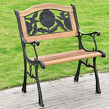 GaoF Poltrona da Giardino in Legno massello per Esterni, panchina in ghisa da Cortile Singolo con Schienale e braccioli, Panca Decorativa in Metallo per Cortile con Portico con Struttura in Acciaio