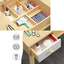 2-pollici-1 Specchiera Tavolo Cosmetici Con Sgabello Imbottito,Vanity Toeletta Da Trucco Con Flip Top Mirror,Multifunzione Scrivania Assemblaggio Facile,2 Cassetti-Naturale 100x45x112cm(39x18x44inch)