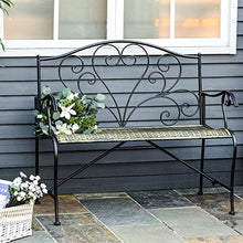Outsunny Panchina da Giardino in Ferro, Panca da Esterno in Stile Vintage 2 Posti, 100x 50x88cm, Nero
