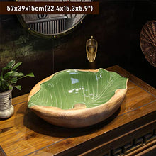 LTINN Retro Una Fetta di Foglie, sopra lavabo Art, lavabo da appoggio in Ceramica lavello Ciotola per ristoranti, parchi, Case, Hotel