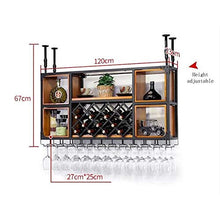LXD Portabici per Vino, Legno Massello + Ferro Retrò Sospensione Ristorante Bar Display Goblet Let Cablets