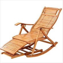 Hfyg Lettino Prendisole Sedia da Giardino con Sedia a Dondolo in Legno di bambù Portatile per Pausa Pranzo Chaise Longue