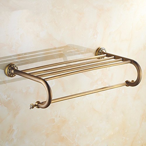 MBYW Portasciugamani Moderno Alto carico Portasciugamani Elegante da Bagno Mensola portaoggetti Porta Asciugamani, Rame, Stile retrò Europeo, portaoggetti per Bagno, Montaggio a Parete, 60 * 24 cm