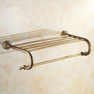 MBYW Portasciugamani Moderno Alto carico Portasciugamani Elegante da Bagno Mensola portaoggetti Porta Asciugamani, Rame, Stile retrò Europeo, portaoggetti per Bagno, Montaggio a Parete, 60 * 24 cm