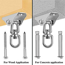 Gxhong Gancio per Soffitto,Acciaio InossidabileGirevole 360° Gancio per Soffitto Suspension, con 4 Viti, per Calcestruzzo Set di Legno Parco Giochi per Bambini Seat, Gym,capacità Portante 450KG