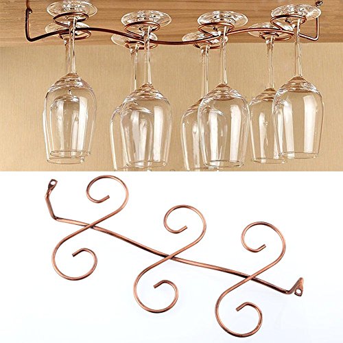 Bureze 6 portabicchieri da appendere sotto il mobiletto porta bicchieri da vino in rame