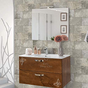 Shop Chic Mobile Bagno Kunst Finitura Legno Arte povera con Specchio e lavabo Rettangolare