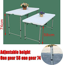 Tavolo da campeggio 4ft 1.2m Tavolo pieghevole Portable Regolabile Altezza regolabile Picnic Tavolo da campeggio per giardino, Catering, Camping, BBQ Party, Attività all'aperto, Bianco Tavolo pieghevo