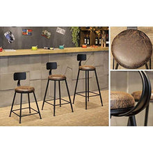 Zfggd Sgabelli Alti Sgabello, Imbottito/Sedia in Legno Poggiapiedi in Metallo Schienale Bar da Colazione Tavolo Scrivania Sedie da Cucina Controsoffitto Altezza Sedile Girevole