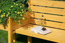 Dobar, panca da giardino con fioriere laterali, panca e fioriera, marrone chiaro, 211 x 64 x 92 cm