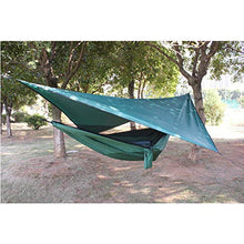 Ruixf Amaca da Campeggio con Zanzariera e Telone - Amaca in Paracadute Nylon, Carico di 300 kg, Antivento Antipioggia e Resistente ai Raggi UV, Verde